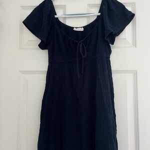 All in Favor Navy Mini Dress Tie Front